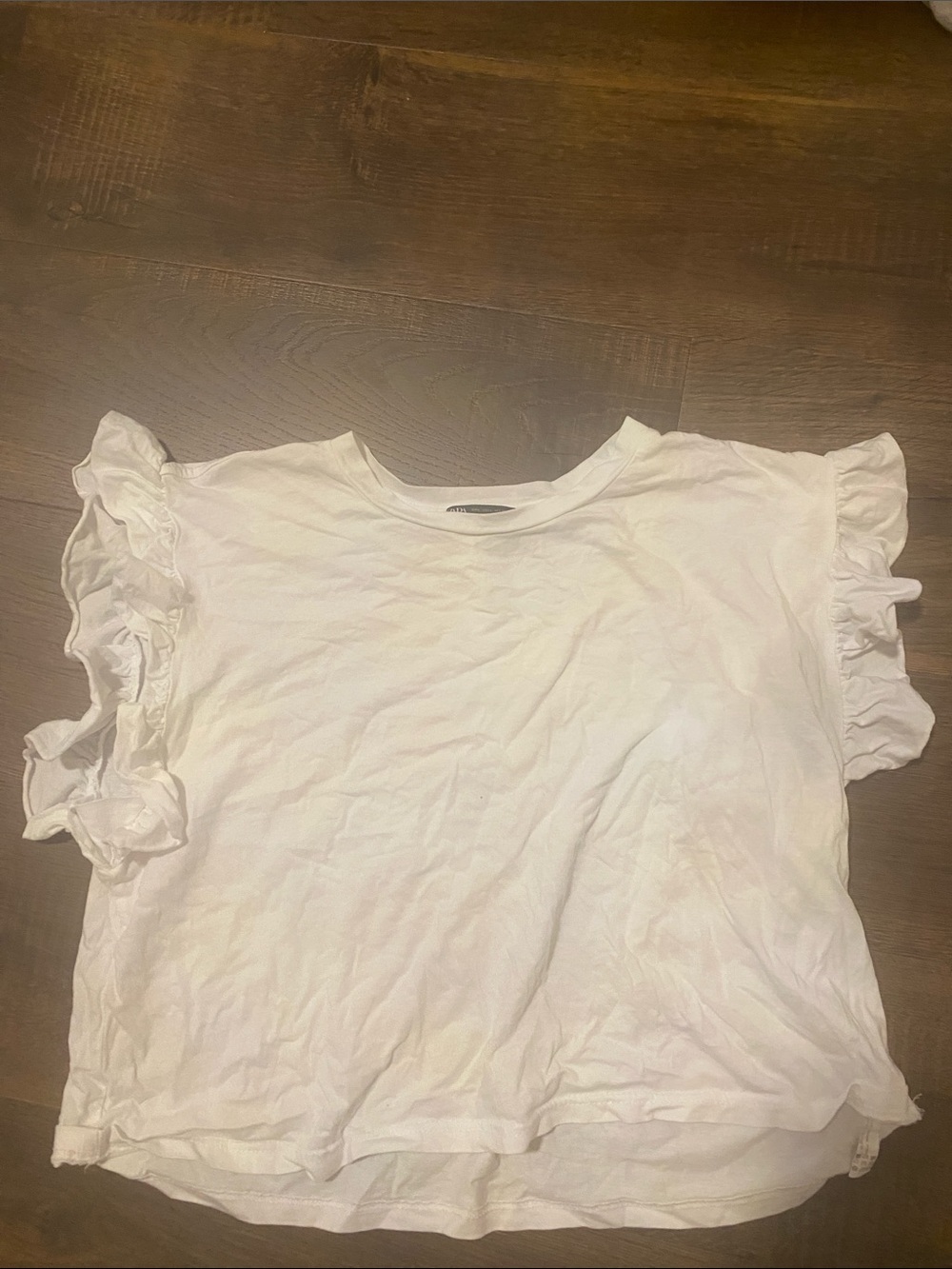 Zara White Ruffle Sleeve Top